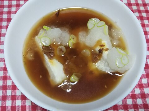 牛だし肉ぶっかけで♪餅入り御雑煮風☆